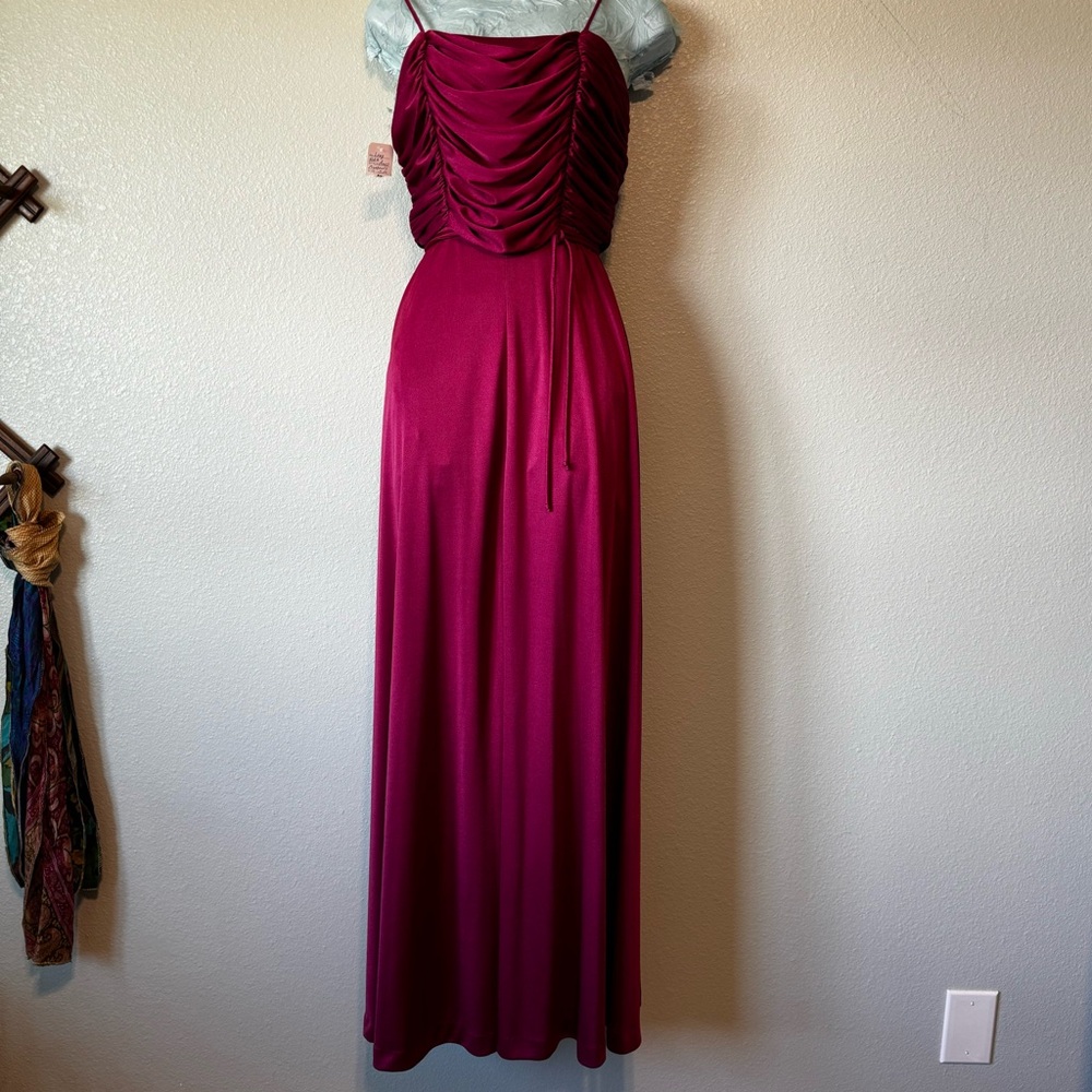 Vintage Burgundy Maxi Disco Dress Size 6
